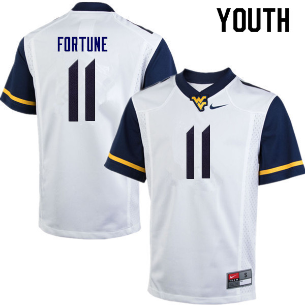Youth #11 Nicktroy Fortune West Virginia Mountaineers College Football Jerseys Sale-White - Click Image to Close